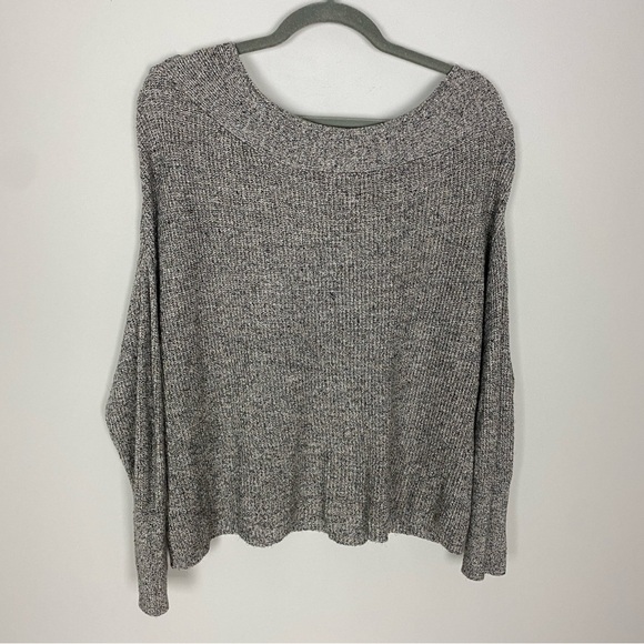 Free People Alana Off Shoulder Knit Sweater Small Heather Gray Oversized - Picture 5 of 5